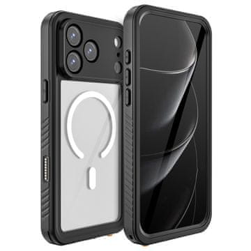 IP68 Vodootporna futrola za iPhone 17 Pro Max, crvena paprika, za MagSafe, prozirna s crnim okvirom