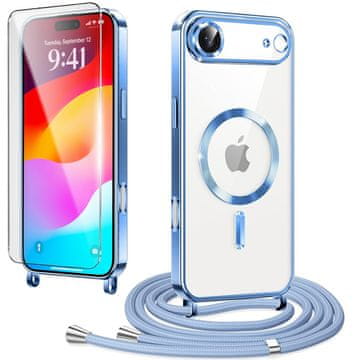 Overboard Set maskice za iPhone Air, Electro MagSafe, plave + vrpca za uši + zaštitna folija za ekran