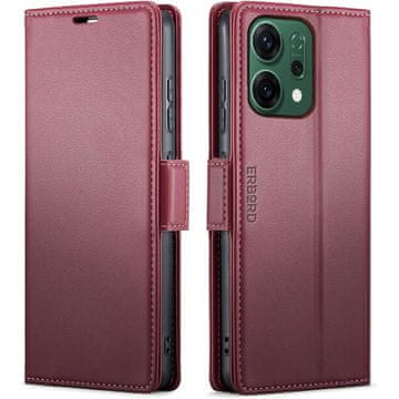Overboard Futrola za Oppo Reno 14, sjajna liči futrola , novčanik s preklopom, crvena