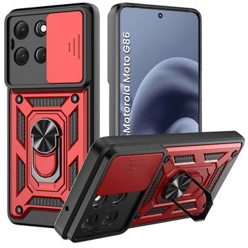 GS Oklopna futrola za Motorola Moto G86 5G, CamShield Slide, crvena