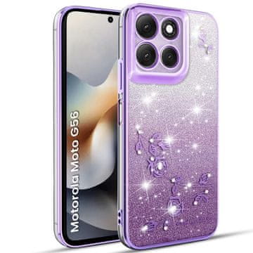 GS Futrola za Motorola Moto G56 5G, svjetlucavi cvijet, ljubičasta