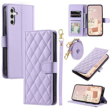 GS Preklopna futrola za Samsung Galaxy S25 FE, romboidna crossbody kožna, ljubičasta