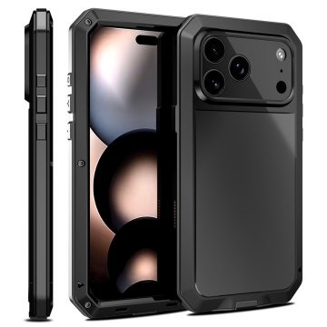 GS Futrola za iPhone 17 Pro Max, oklopna, s ugrađenim staklom, crna