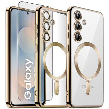 GS Set maskica za Samsung Galaxy S25 FE, Electro MagSafe, zlatne + zaštitna folija za ekran