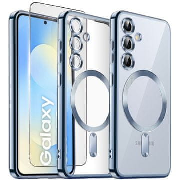 GS Set maskica za Samsung Galaxy S25 FE, Electro MagSafe, plave + zaštitna folija za ekran