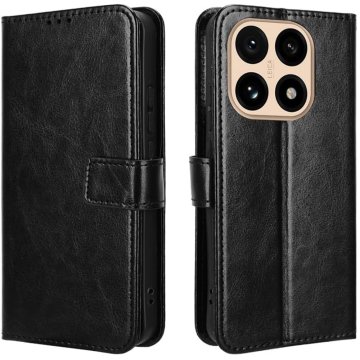 GS Preklopna futrola za Xiaomi 15T, Crazy Horse novčanik, crna