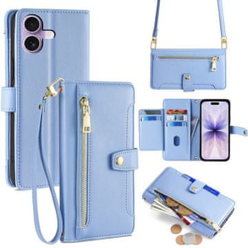 GS Preklopna futrola za iPhone 17, novčanik s patentnim zatvaračem, plava