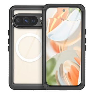 IP68 vodootporna futrola za Google Pixel 10 Pro, crvena paprika, za MagSafe, prozirna s crnim okvirom