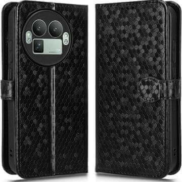 GS Realme GT 8 Pro novčanik s romboidnim preklopnim uzorkom, crna