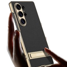 GKK Futrola za Samsung Galaxy S26 Ultra, kožna, s elektro okvirom, s postoljem, crna