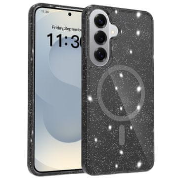 GS Futrola za Samsung Galaxy S26 Plus, otporna na MagSafe, sa šljokicama, prozirna/crna