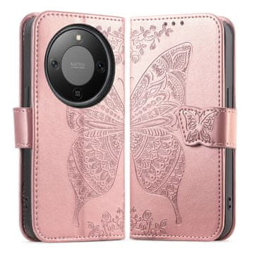 GS Preklopna futrola za Honor Magic 8 Lite, leptir, roza