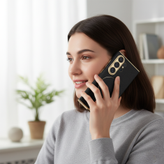 GKK Futrola za Samsung Galaxy S26 Ultra, niklirani prsten od kože, crna