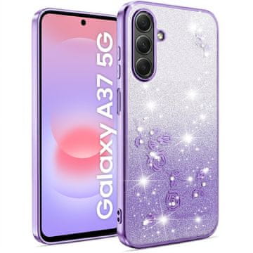 GS Maska za Samsung Galaxy A37 5G, svjetlucavi cvijet, ljubičasta