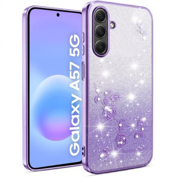 GS Futrola za Samsung Galaxy A57 5G, šljokicasti cvijet, ljubičasta