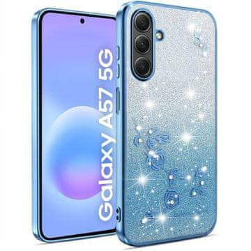 GS Maska za Samsung Galaxy A57 5G, svjetlucavi cvijet, plava