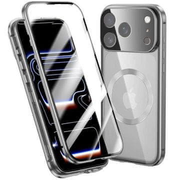 GS Futrola za iPhone 17 Pro Max, magnetsko dvostruko staklo, za MagSafe, srebrna