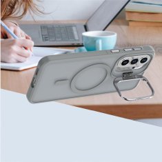 Overboard Samsung Galaxy A37 5G maska osjetljiva na dodir sa stalkom, spremna za MagSafe, siva