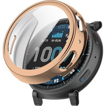 GS 2-u-1 futrola sa zaštitnom folijom za ekran za Amazfit Active Max, ružičasto zlatna