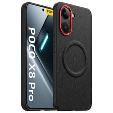 GS Futrola za Xiaomi Poco X8 Pro, hibridna koža, za MagSafe, crna