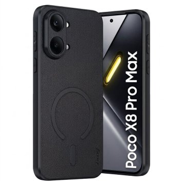 GS Futrola za Xiaomi Poco X8 Pro Max, hibridna koža, za MagSafe, crna