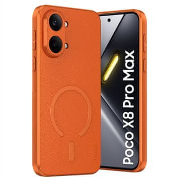 GS Futrola za Xiaomi Poco X8 Pro Max, hibridna koža, za MagSafe, narančasta