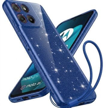 GS Futrola za Motorola Moto G57 Power, za MagSafe, otporna na udarce, plava s glitterima