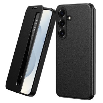GS Kožna maskica s prozorom za Samsung Galaxy A57 5G, crna
