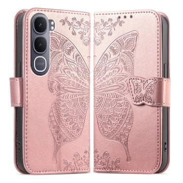 GS Preklopna futrola za Vivo Y31 5G / Y21D 4G, leptir, ružičasta