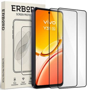 Overboard 2x Kaljeno staklo za Vivo Y31 5G / Y21d 4G, 3D full, staklo za cijeli ekran