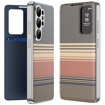 GS Futrola za Samsung Galaxy S26 Ultra, s prozorčićem za pregled utora za karticu, smeđa