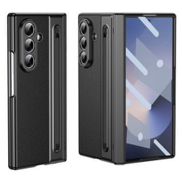 GS Kožna maskica sa staklom i olovkom za Samsung Galaxy Z Fold 8 Ultra, crna