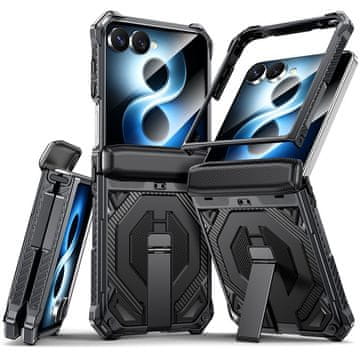 GS Oklopna futrola za Samsung Galaxy Z Flip 8, sa stalkom i poklopcem šarke, za MagSafe, crna