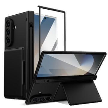 GS Futrola za Samsung Galaxy Z Fold 8 Ultra, držač kartica, sa staklom za vanjski zaslon, crna