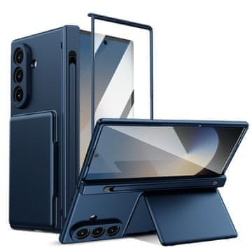 GS Futrola za Samsung Galaxy Z Fold 8 Ultra, držač kartica, sa staklom za vanjski zaslon, plava
