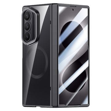 GS Prozirna maskica za Samsung Galaxy Z Fold 8 Ultra, sa stalkom i staklom za vanjski ekran, za MagSafe, crni okvir