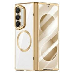 GS Prozirna maskica za Samsung Galaxy Z Fold 8 Ultra, sa stalkom i staklom za vanjski ekran, za MagSafe, zlatni okvir