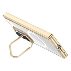 GS Prozirna maskica za Samsung Galaxy Z Fold 8 Ultra, sa stalkom i staklom za vanjski ekran, za MagSafe, zlatni okvir