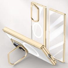 GS Prozirna maskica za Samsung Galaxy Z Fold 8 Ultra, sa stalkom i staklom za vanjski ekran, za MagSafe, zlatni okvir