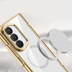 GS Prozirna maskica za Samsung Galaxy Z Fold 8 Ultra, sa stalkom i staklom za vanjski ekran, za MagSafe, zlatni okvir