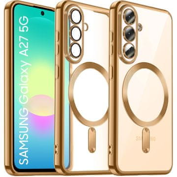 GS Prozirna maskica za Samsung Galaxy A27 5G, Electro MagSafe, zlatni okvir