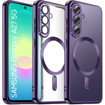 GS Prozirna maskica za Samsung Galaxy A27 5G, Electro MagSafe, ljubičasti okvir