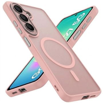 GS Dimljena maskica za Samsung Galaxy A27 5G, mat maskica, za MagSafe, rozi okvir