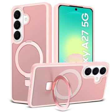 GS Dimljena maskica za Samsung Galaxy A27 5G, mat maskica sa stalkom, za MagSafe, rozi okvir