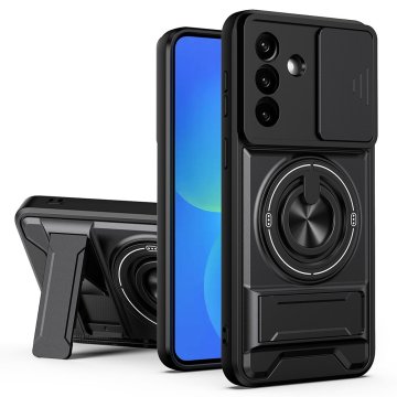 GS Oklopna futrola za Samsung Galaxy A27 5G, držač za prsten, s poklopcem za kameru, crna