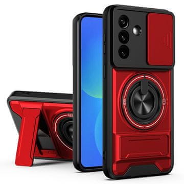 GS Oklopna maskica za Samsung Galaxy A27 5G, držač za prsten, s poklopcem za kameru, crvena