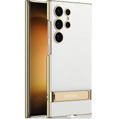 GKK Futrola za Samsung Galaxy S24 Ultra, kožna, s elektro okvirom, s postoljem, bijela