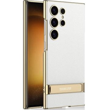 GKK Futrola za Samsung Galaxy S24 Ultra, kožna, s elektro okvirom, s postoljem, bijela
