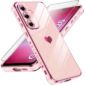 GS Futrola za Samsung Galaxy A26 5G, Electro heart, ružičasto zlatna + 9H staklo