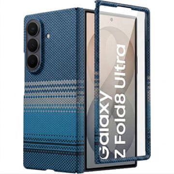 GS Futrola za Samsung Galaxy Z Fold 8 Ultra, tekstura karbonskih vlakana, sa staklom za vanjski zaslon, za MagSafe, plava